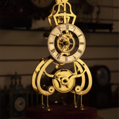 english skeleton clock details 19th century