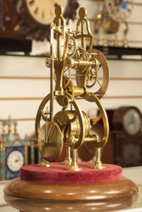 english skeleton clock from 19th century details