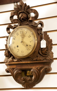 swedish carved wall clock details