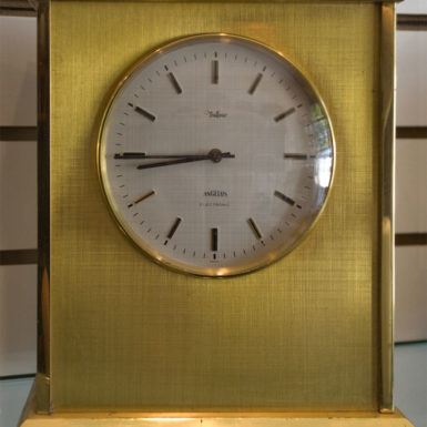 swiss brass clock details